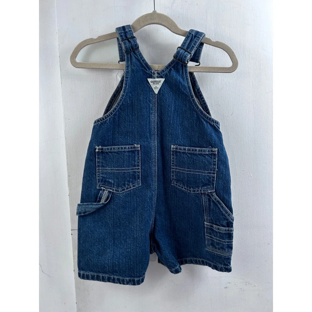 OshKosh B'gosh Denim Shortalls 24 Months Blue Carpenter Overalls Kids